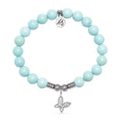 Butterfly CZ Charm with Blue Turquoise Gemstone Bracelet