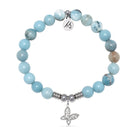 Butterfly CZ Charm with Larimar Jasper Gemstone Bracelet