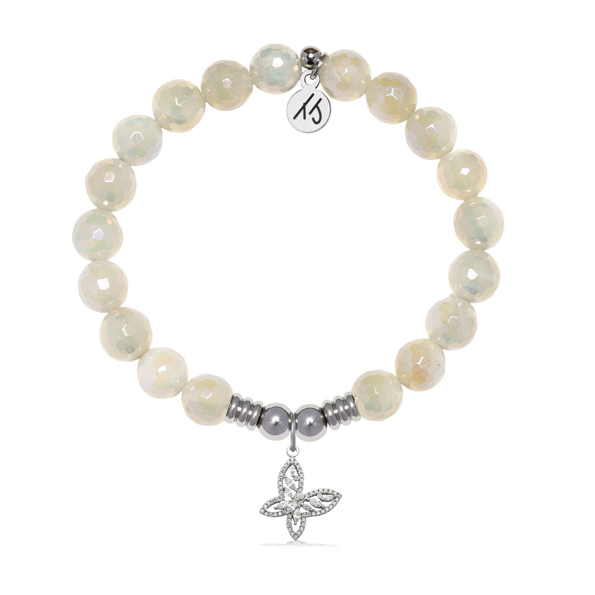 Butterfly CZ Charm with Moonstone Gemstone Bracelet