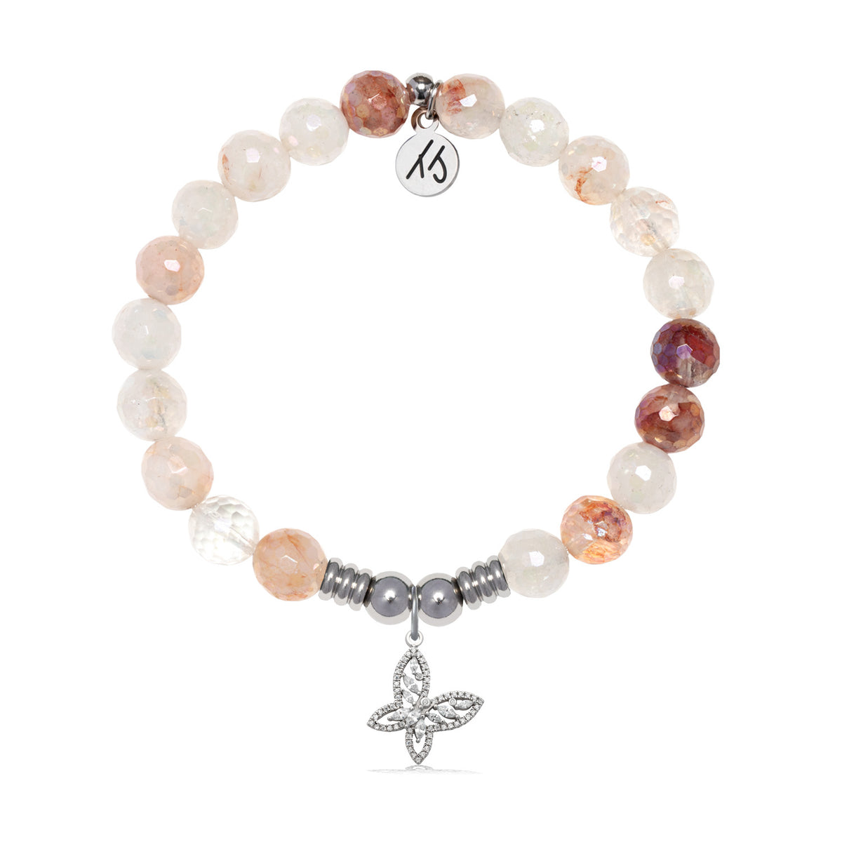 Butterfly CZ Charm with Strawberry Quartz Gemstone Bracelet