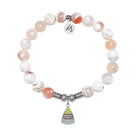 Candy Corn Charm with White Natural Agate Gemstone Bracelet