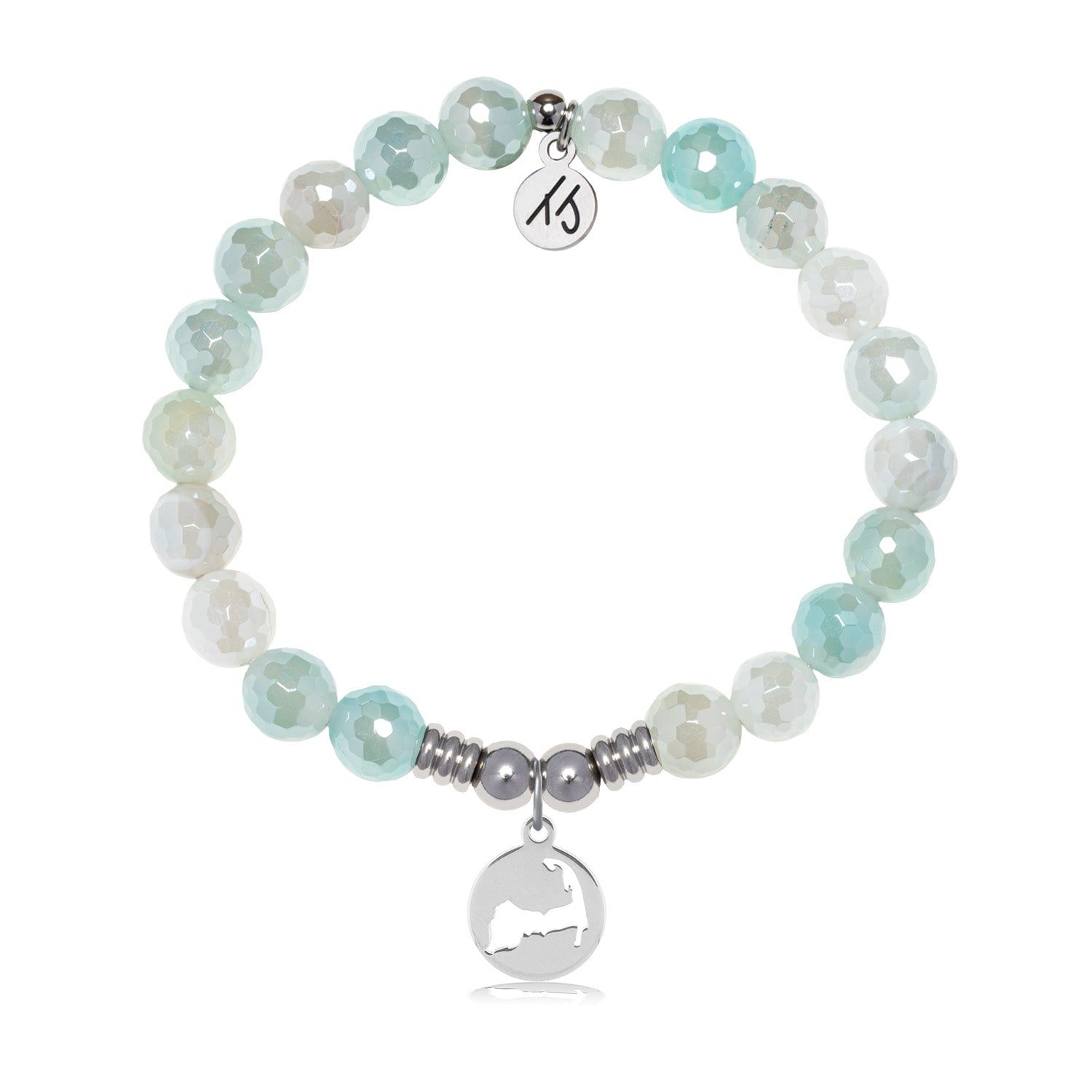 Cape Cod Charm with Aqua Agate Gemstone Bracelet