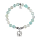 Cardinal CZ Charm with Aqua Agate Gemstone Bracelet
