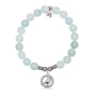 Cardinal CZ Charm with Blue Aquamarine Jade Gemstone Bracelet