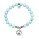 Cardinal CZ Charm with Blue Turquoise Gemstone Bracelet