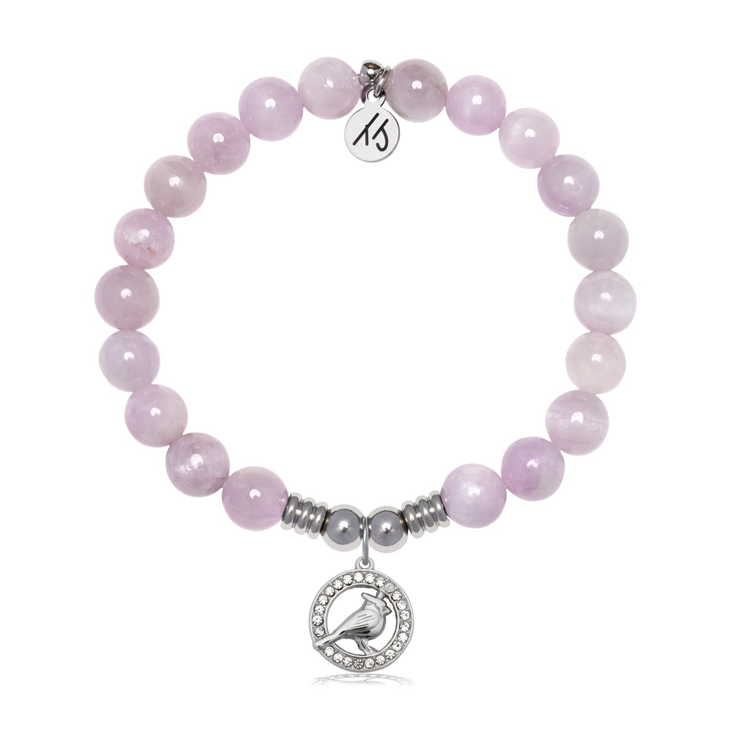 Cardinal CZ Charm with Kunzite Gemstone Bracelet
