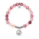 Cardinal CZ Charm with Pink Chalcedony Gemstone Bracelet