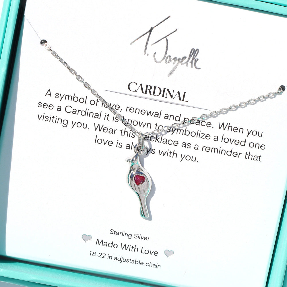 Cardinal CZ Sterling Silver Charm Necklace