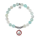 Cardinal Garnet CZ Charm with Aqua Agate Gemstone Bracelet
