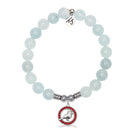 Cardinal Garnet CZ Charm with Blue Aquamarine Jade Gemstone Bracelet