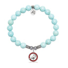 Cardinal Garnet CZ Charm with Blue Turquoise Gemstone Bracelet