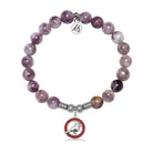 Cardinal Garnet CZ Charm with Lepidolite Quartz Gemstone Bracelet