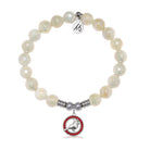Cardinal Garnet CZ Charm with Moonstone Gemstone Bracelet