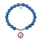 Cardinal Garnet CZ Charm with Navy Agate Gemstone Bracelet