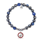 Cardinal Garnet CZ Charm with Silver Dipped Sky Blue Agate Gemstone Bracelet