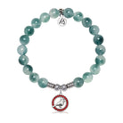 Cardinal Garnet CZ Charm with Teal White Jade Gemstone Bracelet