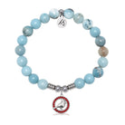 Cardinal Garnet CZ with Larimar Jasper Gemstone Bracelet