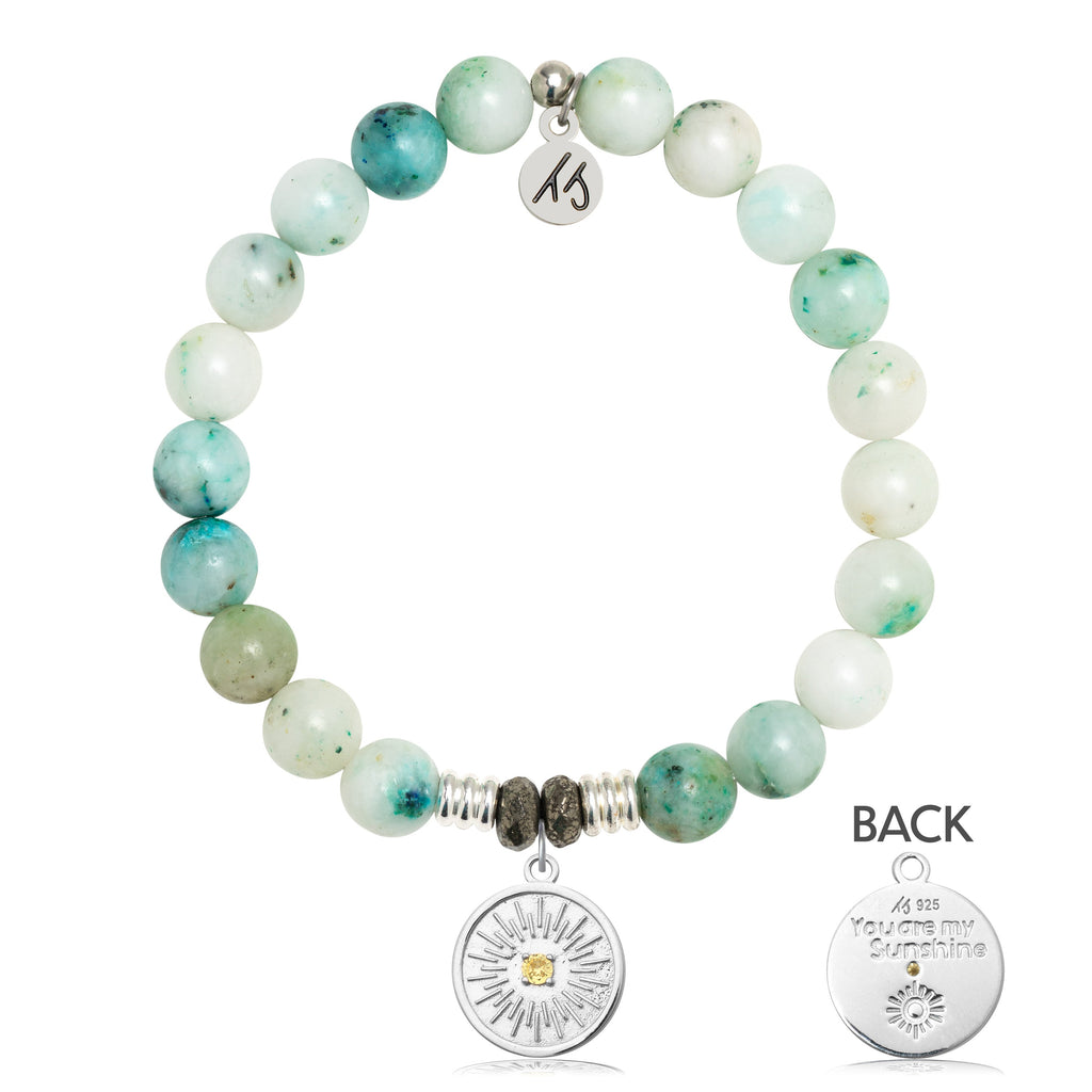 Caribbean Quartzite Stone Bracelet with You are my Sunshine Sterling Silver Charm