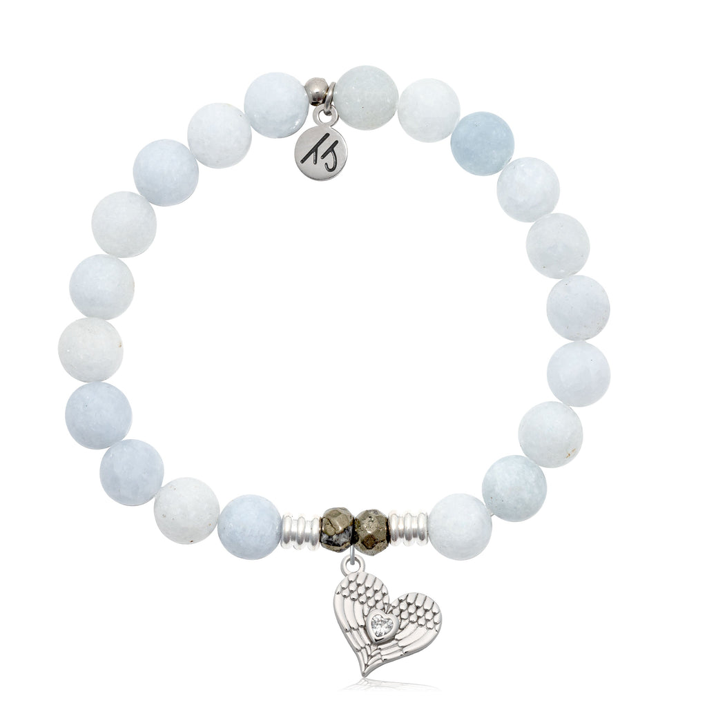 Celestine Gemstone Bracelet with Angel Love Sterling Silver Charm
