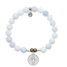 Celestine Gemstone Bracelet with Be the Light Sterling Silver Charm