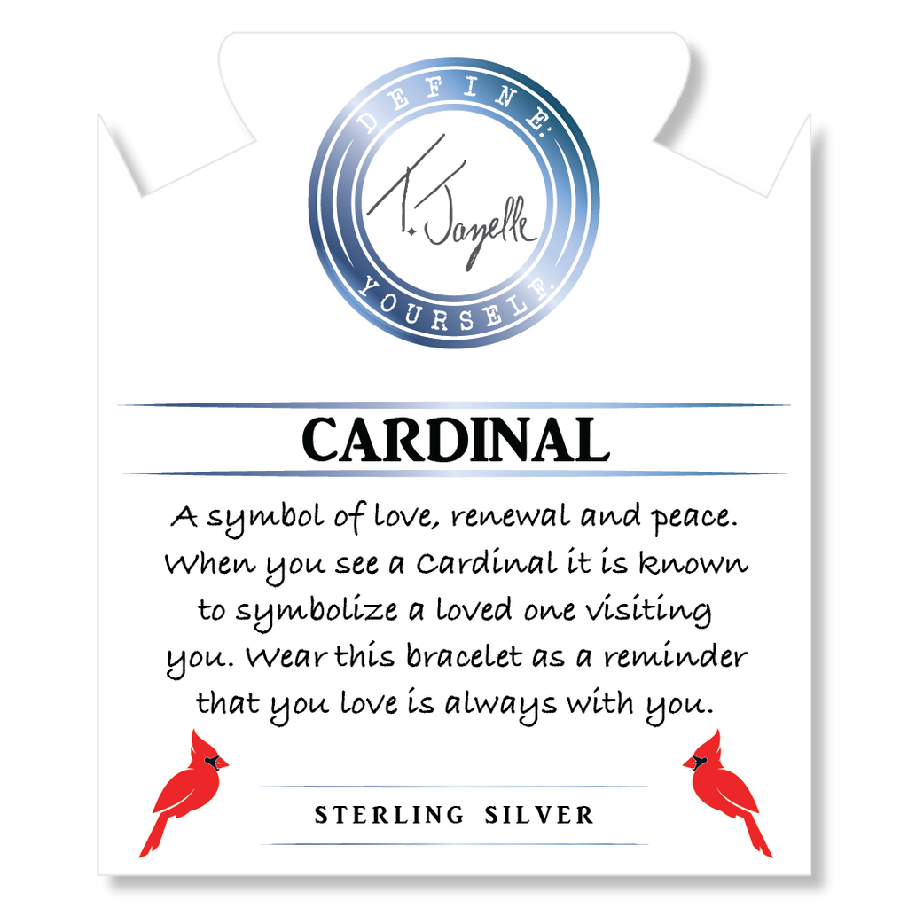 Celestine Gemstone Bracelet with Cardinal CZ Sterling Silver Charm