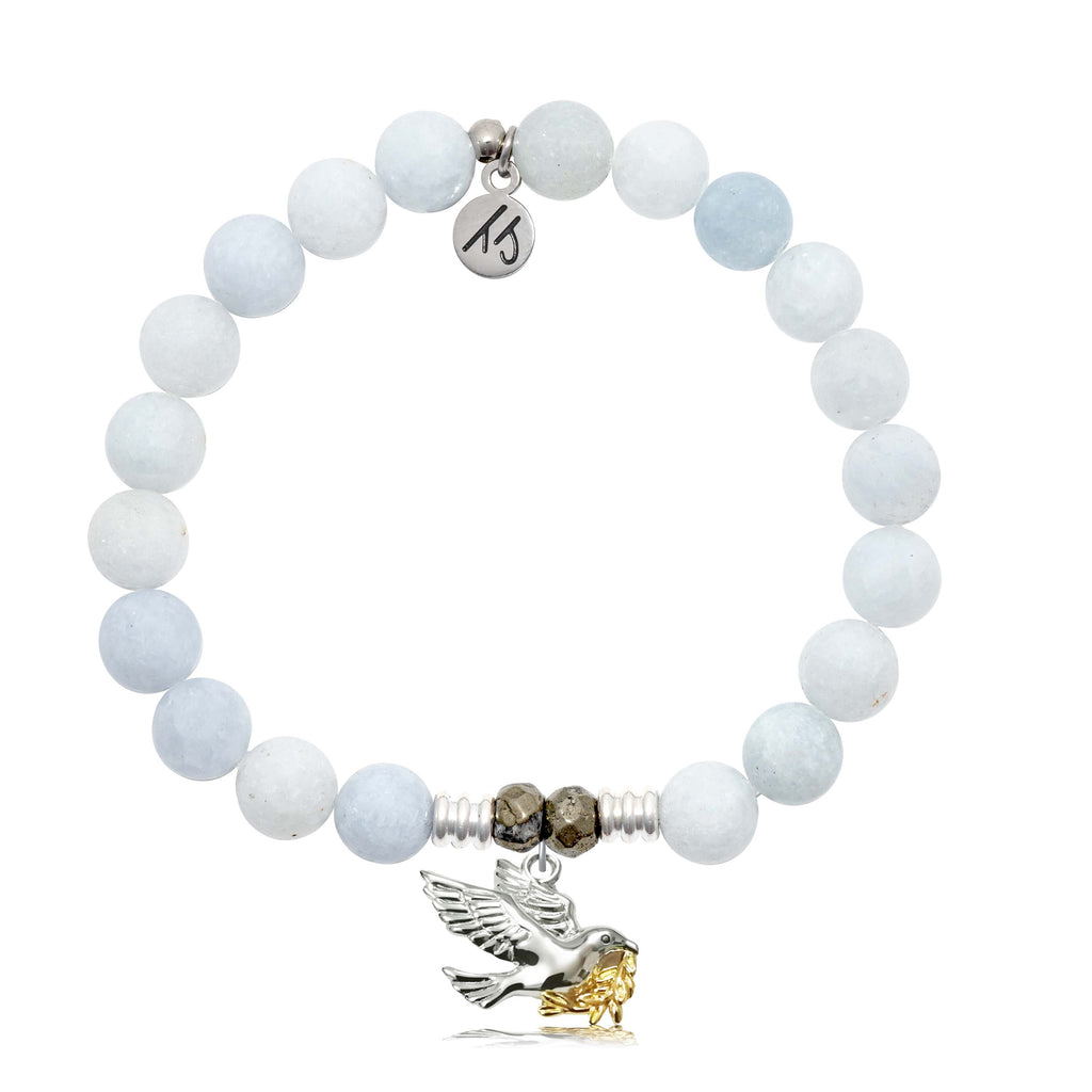 Celestine Gemstone Bracelet with Dove Sterling Silver Charm