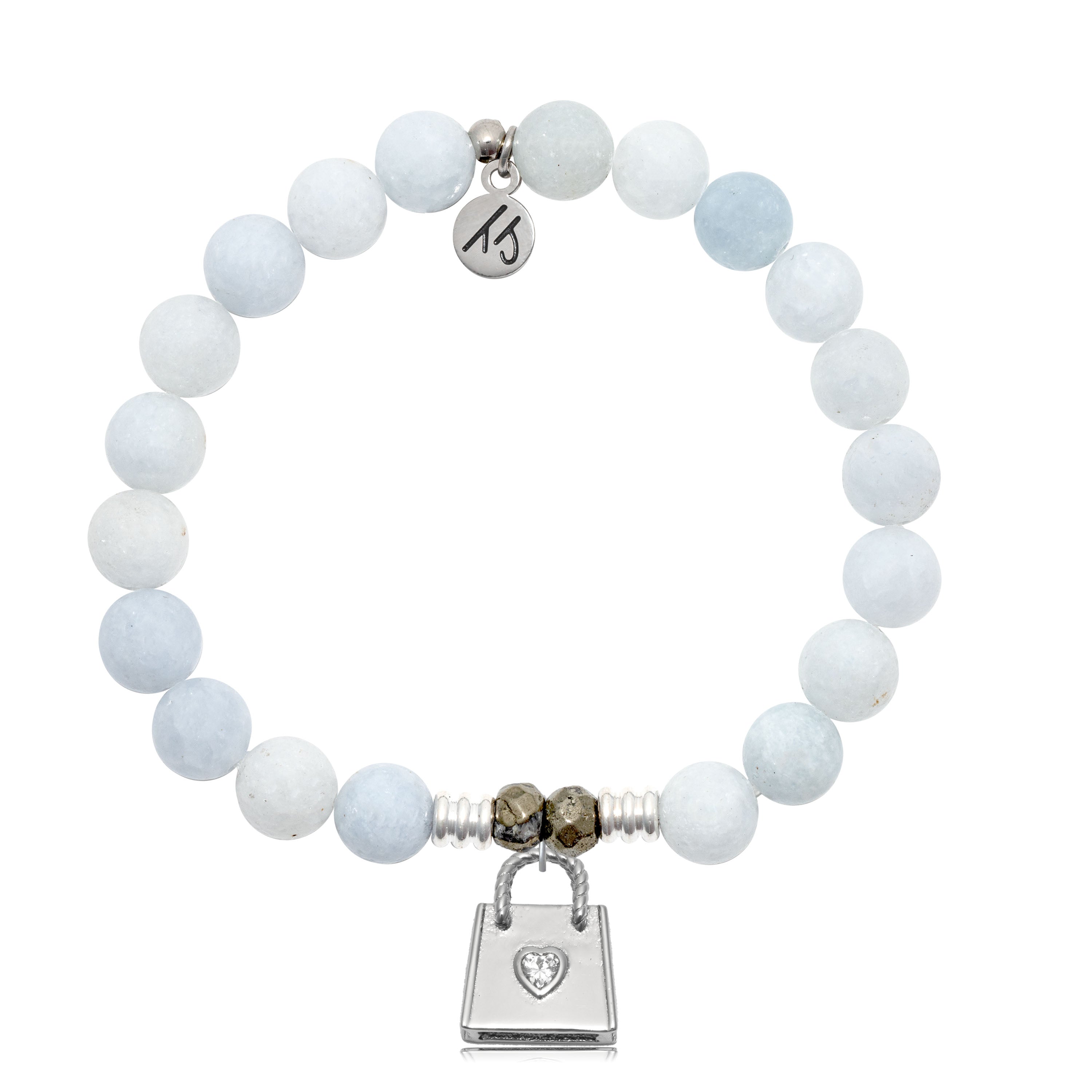 Celestine Gemstone Bracelet with Fashionista Sterling Silver Charm