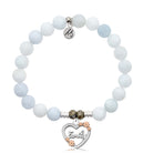 Celestine Gemstone Bracelet with Heart Family Sterling Silver Charm