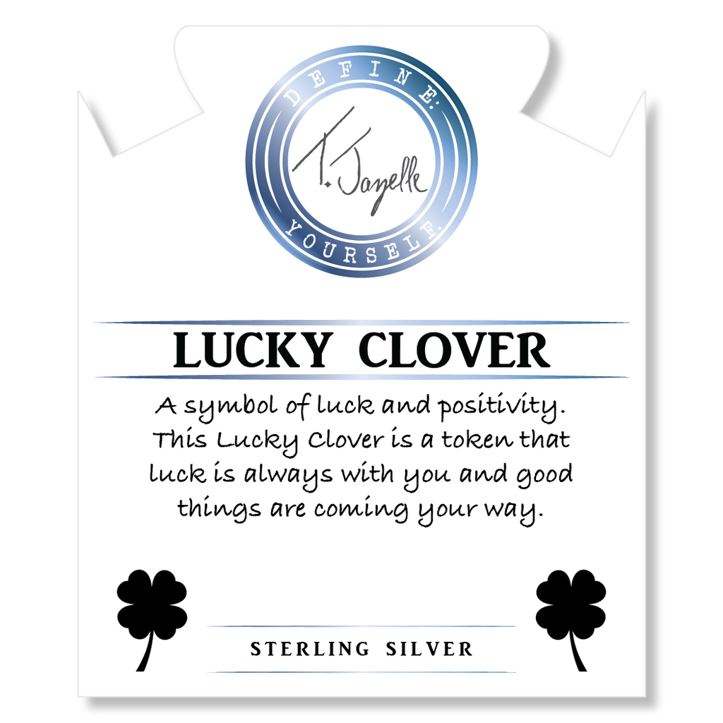 Celestine Gemstone Bracelet with Lucky Clover Sterling Silver Charm