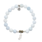 Celestine Gemstone Bracelet with Olive Branch Sterling Silver Charm