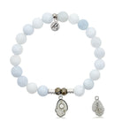 Celestine Gemstone Bracelet with Oyster Sterling Silver Charm