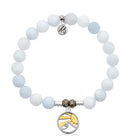 Celestine Gemstone Bracelet with Rising Sun Sterling Silver Charm