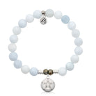 Celestine Gemstone Bracelet with Sand Dollar CZ Sterling Silver Charm