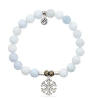 Celestine Gemstone Bracelet with Snowflake Opal Sterling Silver Charm