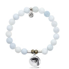 Celestine Stone Bracelet with Grad Cap Sterling Silver Charm
