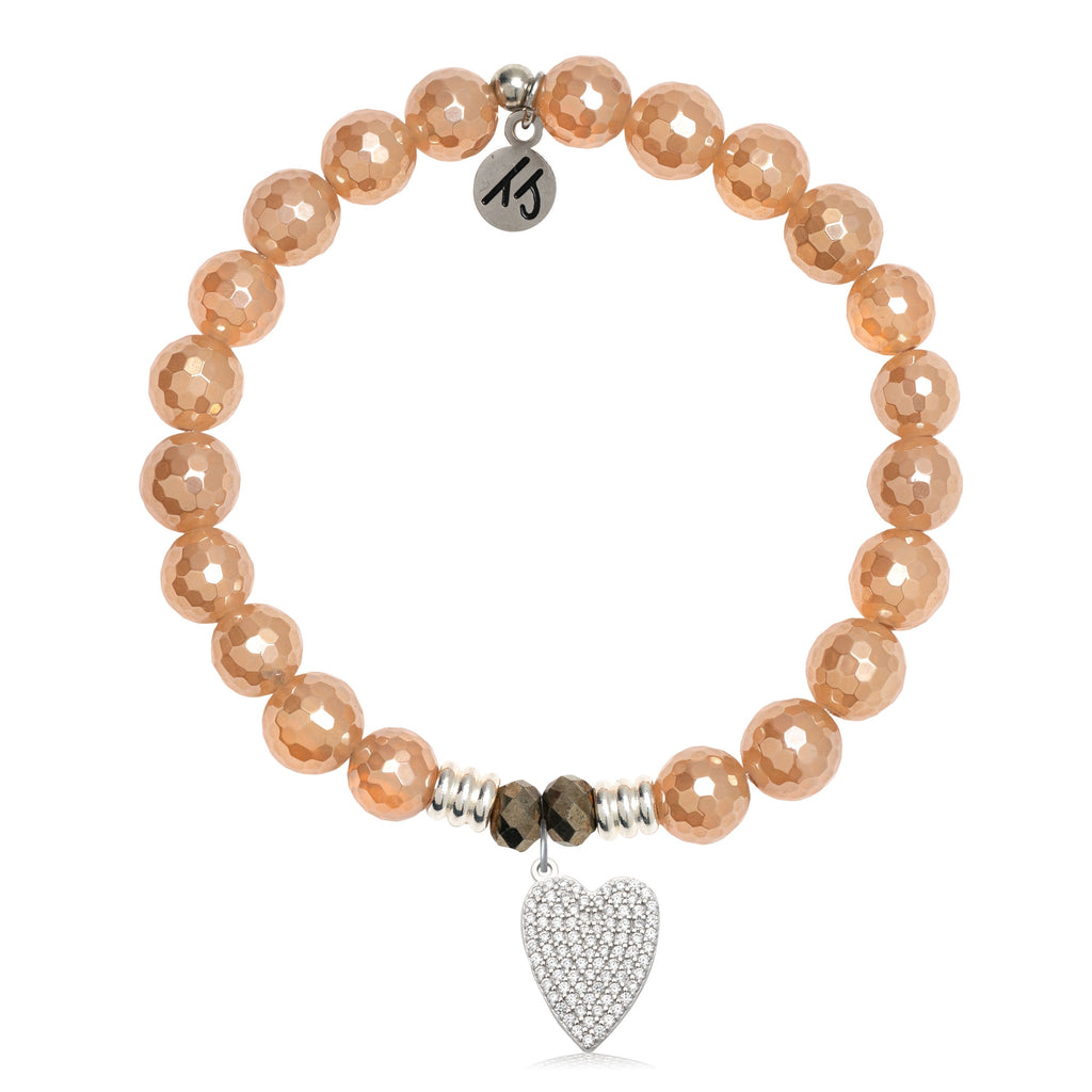 Champagne Agate Gemstone Bracelet with You are Loved Sterling Silver Charm
