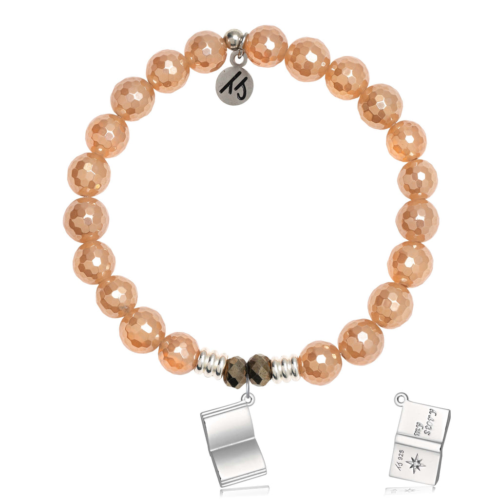 Champagne Agate Gemstone Bracelet with Your Story Sterling Silver Charm