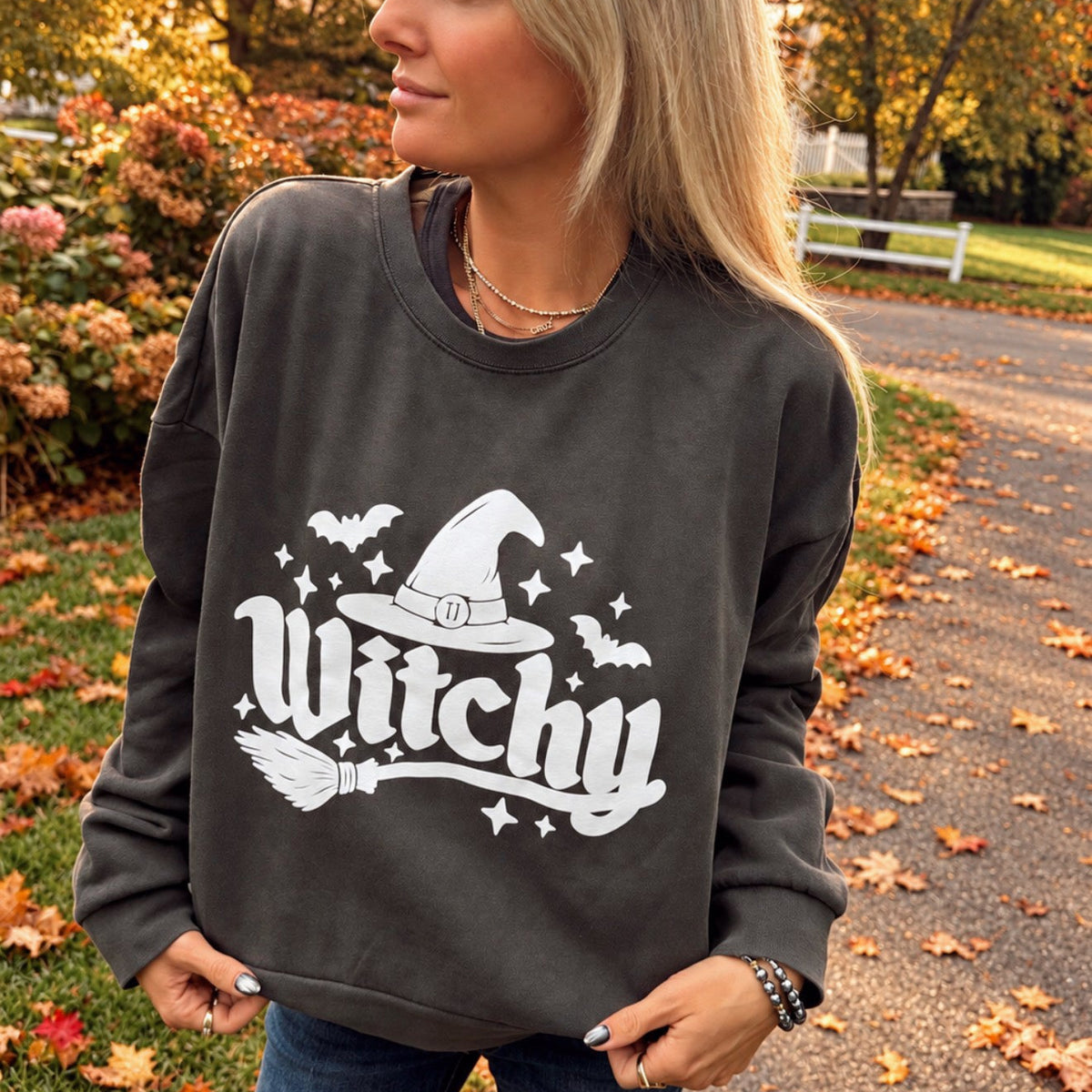 Charcoal Witchy Crewneck