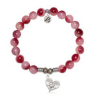 Cherry Jade Gemstone Bracelet with Angel Love Sterling Silver Charm