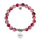 Cherry Jade Gemstone Bracelet with Endless Love Mom Sterling Silver Charm