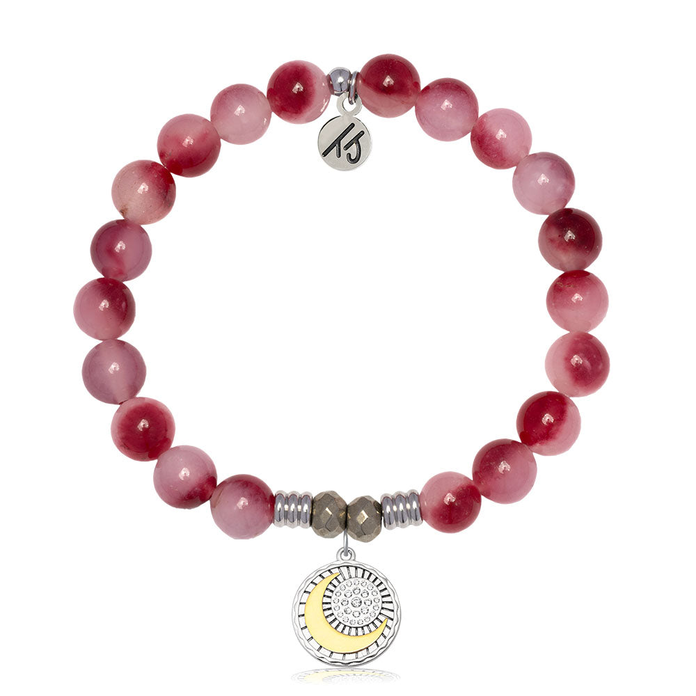 Cherry Jade Gemstone Bracelet with Radiant Soul Sterling Silver Charm