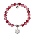 Cherry Jade Gemstone Bracelet with Sand Dollar CZ Sterling Silver Charm
