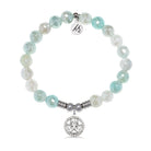 Cherub Charm with Aqua Agate Gemstone Bracelet