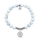 Cherub Charm with Light Blue White Agate Gemstone Bracelet