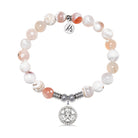 Cherub Charm with White Natural Agate Gemstone Bracelet