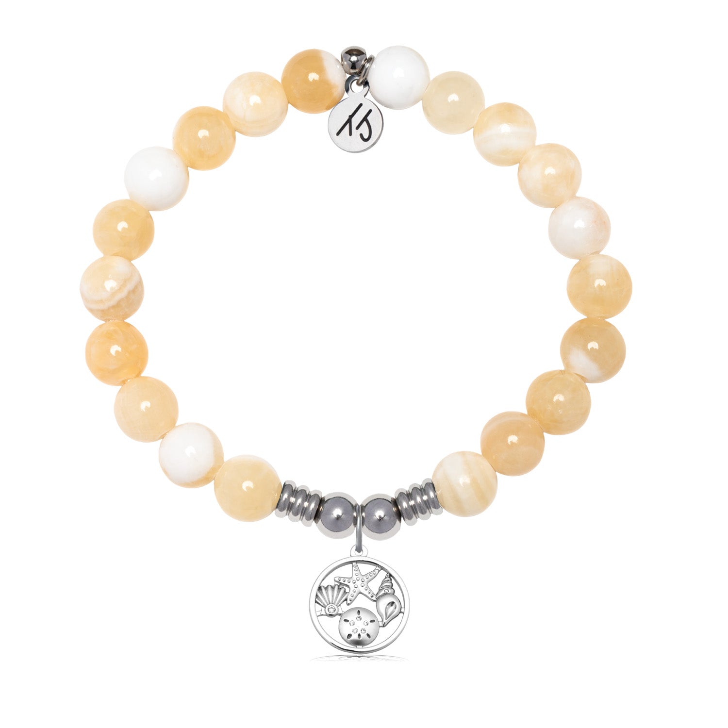 Coastal Memories Charm with Yellow White Jade Gemstone Bracelet