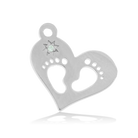 Cranberry Jasper Gemstone Bracelet with Baby Feet Sterling Silver Charm