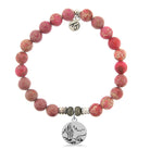 Cranberry Jasper Gemstone Bracelet with Cactus Sterling Silver Charm