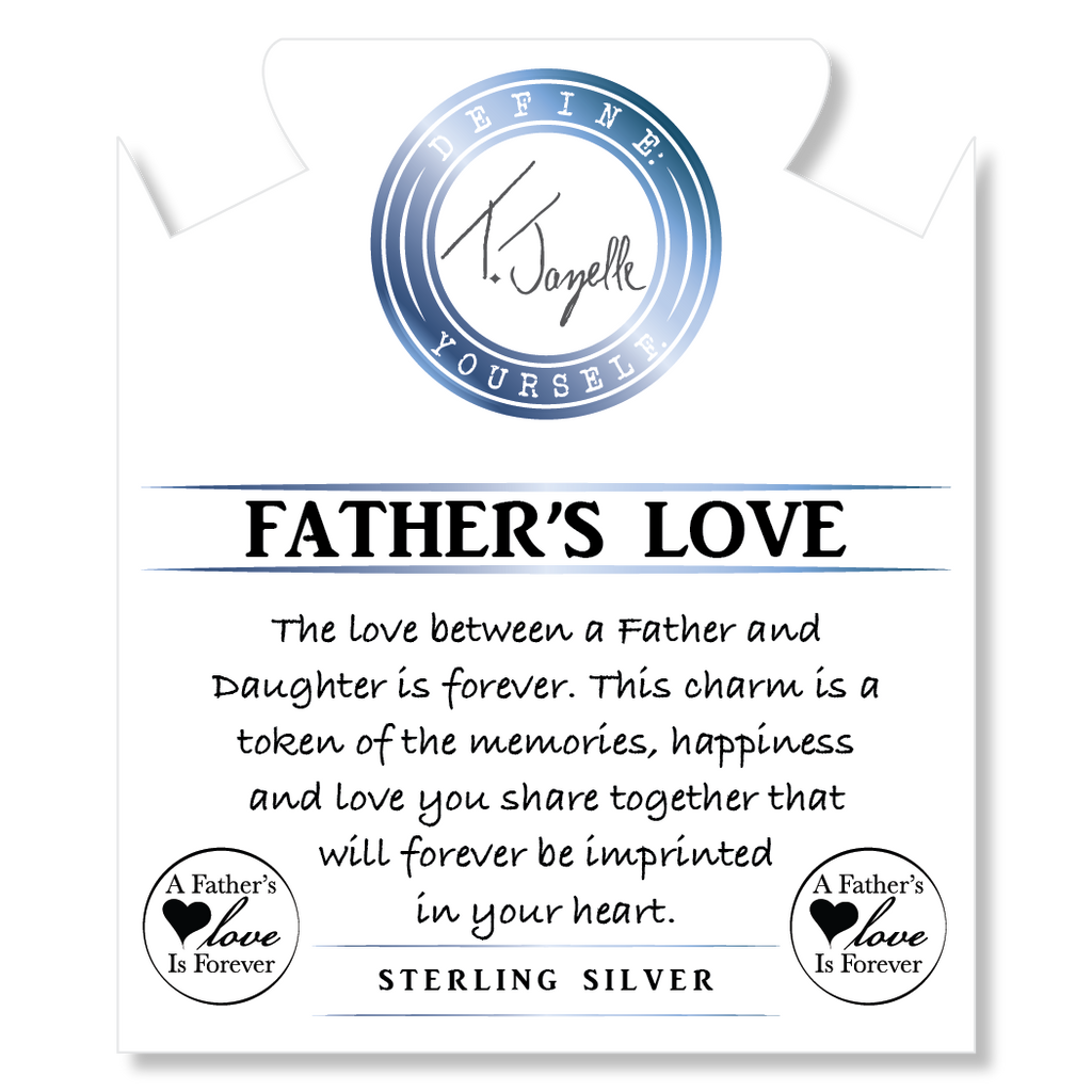 Cranberry Jasper Gemstone Bracelet with Father's Love Sterling Silver Charm