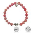 Cranberry Jasper Gemstone Bracelet with Friend Sterling Silver Charm